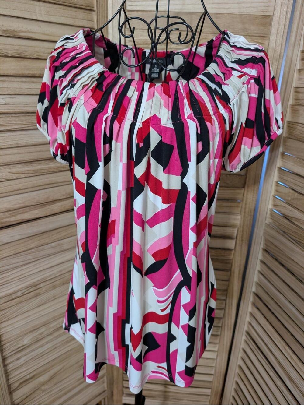 Style & Co  Multi-Color Scoop Neck Blouse Top Small